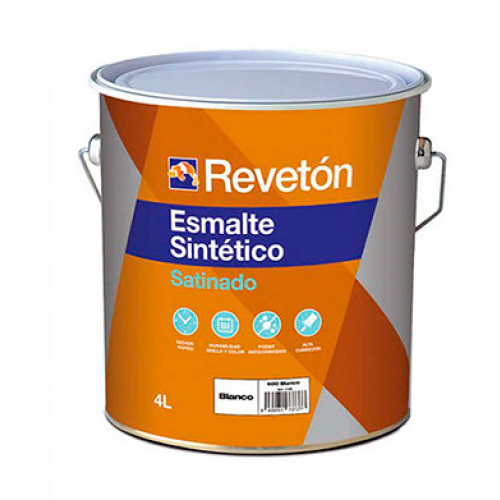 Revetón: Esmalte sintético satinado con efecto anticorrosivo, buena cubrición y retención del color. En 250 ml, 750 ml y 4 L. Coloreable en máquina.