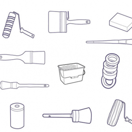 Herramientas para tareas de pintura: Brochas, rodillos, pinceles, lijas...