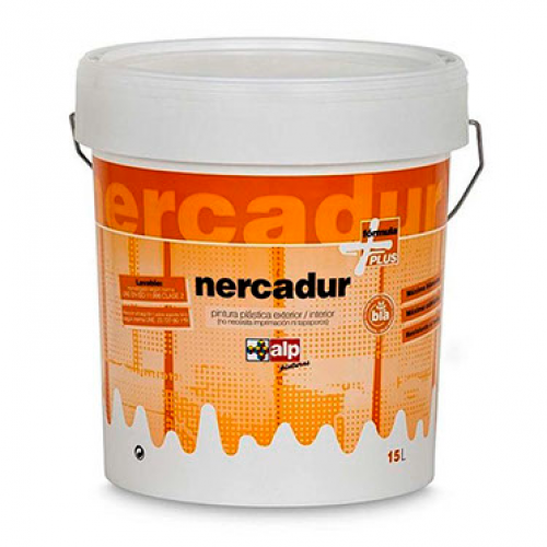 Nercadur: Pintura plástica de paredes, techos y fachadas de un blanco luminoso, muy lavable y excelente cubrición